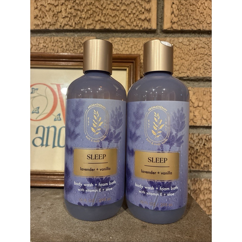 (2) Bath & Body Works SLEEP~ Lavender+ Vanilla Aromatherapy Body Wash 10oz